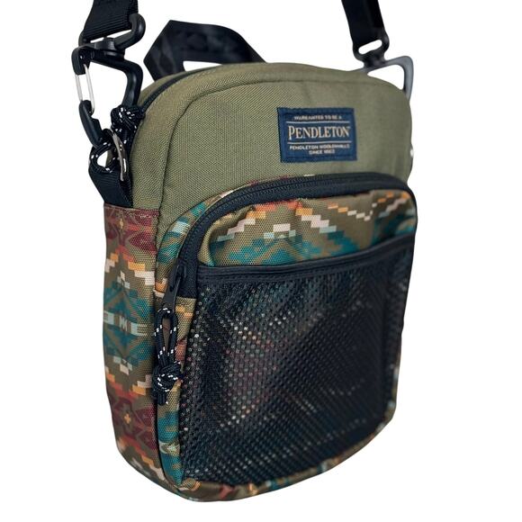 Pendleton Smith Rock Crossbody Bag 9"x8" Southwestern Aztec Green Travel Mesh - Picture 2 of 12